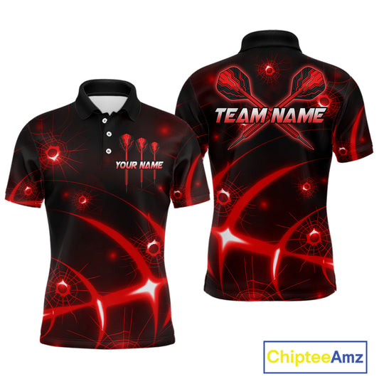 Lightning Dart Arrow Custom Red Darts Polo Shirt For Men - Darts Team Jersey NYN0719