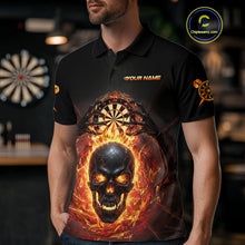 Load image into Gallery viewer, Custom Red Flames Skull Broken Glass Men Darts Polo Shirt Outfits Dart Jerseys NYN1902