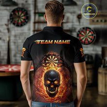Load image into Gallery viewer, Custom Red Flames Skull Broken Glass Men Darts Polo Shirt Outfits Dart Jerseys NYN1902