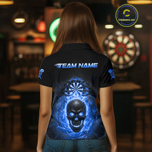 Load image into Gallery viewer, Custom Blue Flames Skull Broken Glass Women Darts Polo Shirt Outfits Dart Jerseys NYN1903
