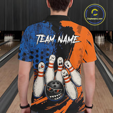 Load image into Gallery viewer, Custom Grunge Orange And Blue Angry Men Bowling Ball &amp; Pins Shirts Funny Bowling Team Outfits NYN3185