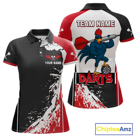 Fiery Rooster Fury Dart Arrow Women's Funny Darts Shirt - Custom Name For Darts Jersey NYN0477