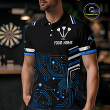 Load image into Gallery viewer, Futuristic Darts Team Shirt For Men - Skull Head &amp; Neuro Tech Style | Custom Name NYN0482