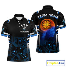 Load image into Gallery viewer, Futuristic Darts Team Shirt For Men - Skull Head &amp; Neuro Tech Style | Custom Name NYN0482