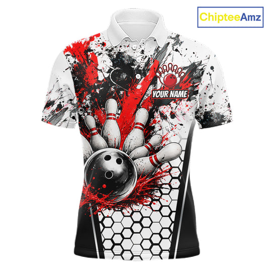Custom Black And Red Splatter Mens Bowling Shirt Splash Bowling Tournament Team Jersey NYN4010