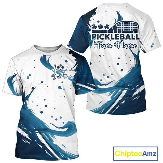 Custom White And Blue Pickleball T-Shirt For Men Pickleball Tournament Team Shirts NYN0987