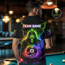 Load image into Gallery viewer, Colorful Flames Grim Reaper Holding 8 Ball Pool Men Polo &amp; 1/4-Zip Shirt Personalized Billiard Gifts NYN2663