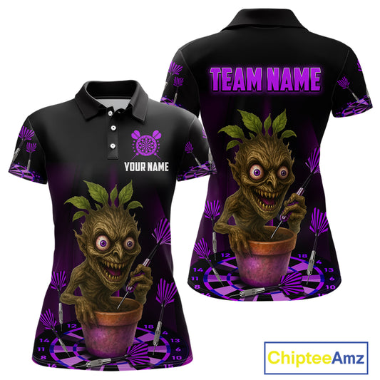 Plant Mage With Purple Darts Women's Funny Darts Shirt - Custom Name For Players NYN0511