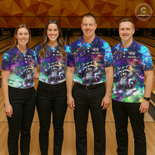 Load image into Gallery viewer, Funny Raccoon Neon Colorful Bowling Polo Quarter-Zip Shirt For Men Custom Bowling Tournament Jersey NYN3747