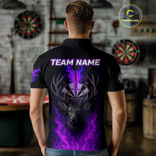 Load image into Gallery viewer, Custom Purple Flames Dartboard Deer Funny Dart Men Polo Shirt Dart Team Jerseys NYN1632