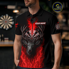 Load image into Gallery viewer, Custom Red Flames Dartboard Deer Funny Dart Men Polo Shirt Dart Team Jerseys NYN1633