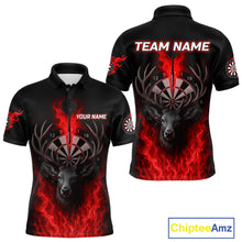 Load image into Gallery viewer, Custom Red Flames Dartboard Deer Funny Dart Men Polo Shirt Dart Team Jerseys NYN1633