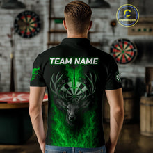 Load image into Gallery viewer, Custom Green Flames Dartboard Deer Funny Dart Men Polo Shirt Dart Team Jerseys NYN1634