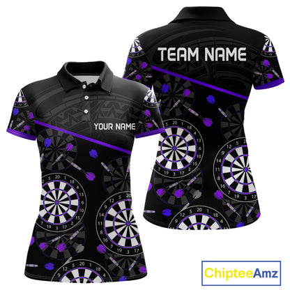 Women's Custom Darts Shirt With Purple-Black Dartboard And Arrows Pattern NYN0264