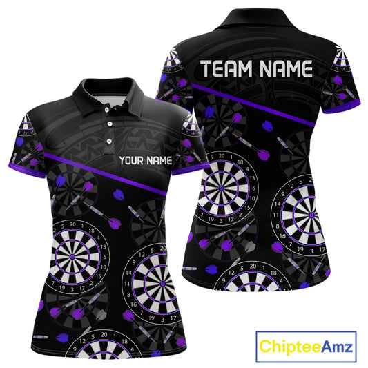 Women's Custom Darts Shirt With Purple-Black Dartboard And Arrows Pattern NYN0264