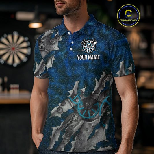 Grunge Dartboard Tear Men's Darts Shirt Polo Jersey Custom Name For Players NYN0736