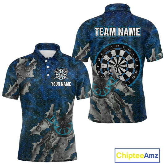 Grunge Dartboard Tear Men's Darts Shirt Polo Jersey Custom Name For Players NYN0736
