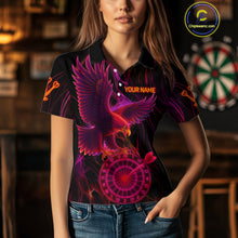 Load image into Gallery viewer, Purple Neon Eagle Dartboard Custom Darts Polo Shirt For Women - Darts Team Jersey NYN0741