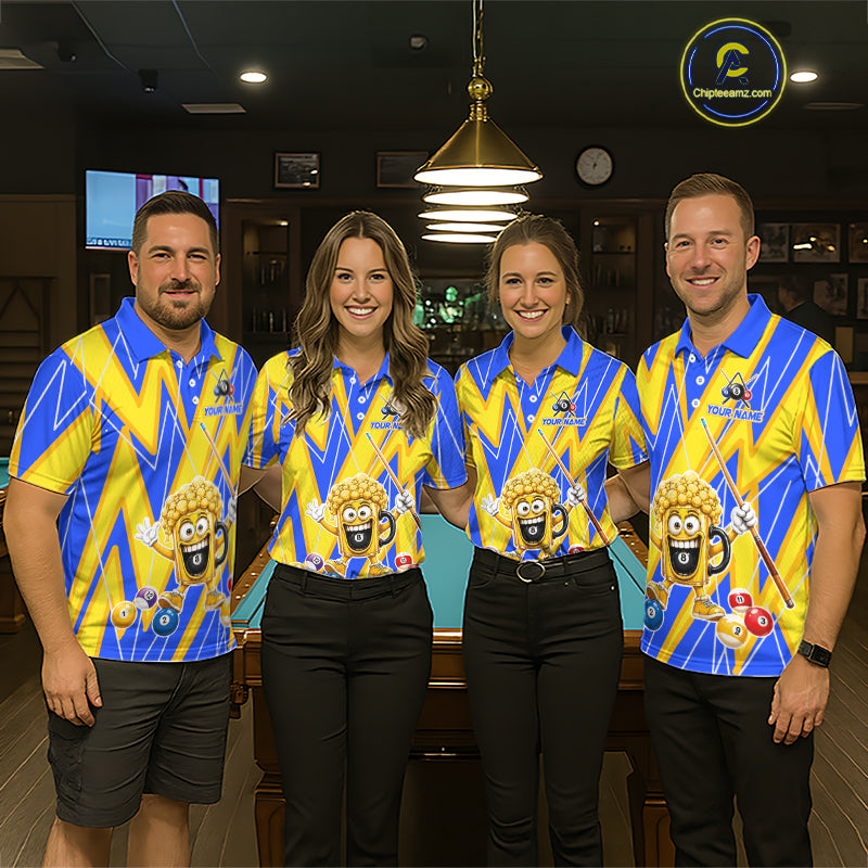 Yellow And Blue Funny Beer Billiard Shirt For Women Custom 8 Ball Pool Polo & 1/4 Zip Jersey NYN3781