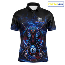 Load image into Gallery viewer, Custom Dragon Roses 8 Ball Billiard Pool Shirt For Men Thunder Blue Red Skull Team Billiard Jersey NYN3068