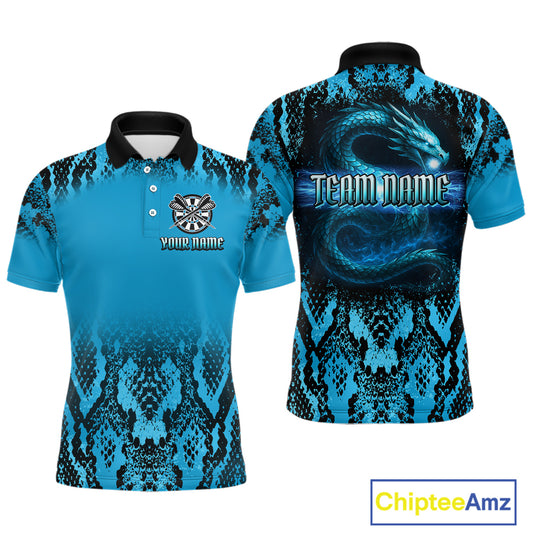 Lightning Navy Cobra & Snake-Skin Darts Shirt For Men - Custom Dart Player Jersey NYN0532
