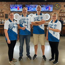 Load image into Gallery viewer, Personalized White And Blue Striped Leopard Darts Quarter-Zip Shirts For Women Dart Team Jerseys NYN2198