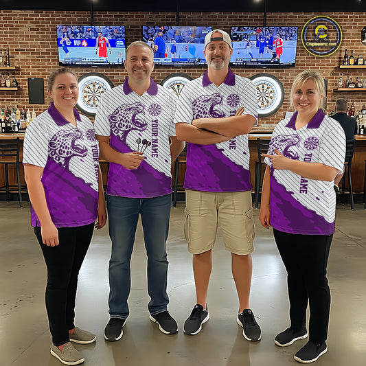 Personalized White And Purple Striped Leopard Darts Quarter-Zip Shirts For Men Dart Team Jerseys NYN2199