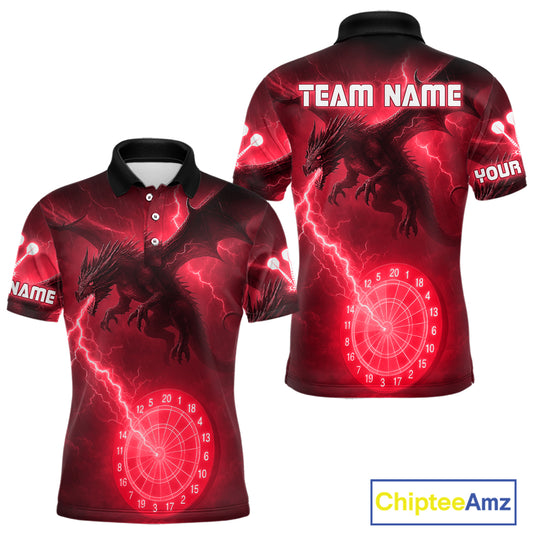 Custom Dragon Lightning Red Dartboard Dart Team Shirt For Men, Outfits Dart Jerseys NYN1072