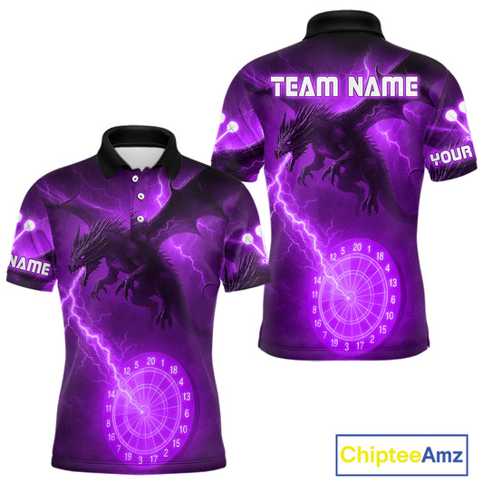 Custom Dragon Lightning Purple Dartboard Dart Team Shirt For Men, Outfits Dart Jerseys NYN1073