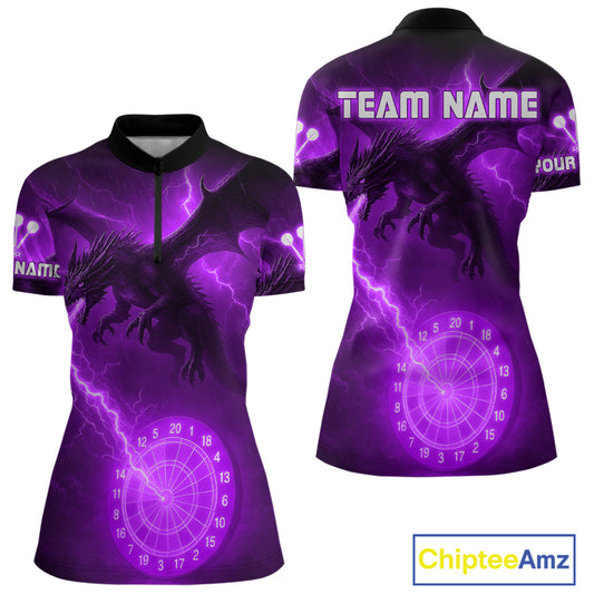 Custom Dragon Lightning Purple Dartboard Dart Team Shirt For Women, Outfits Dart Jerseys NYN1073
