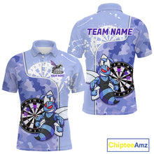 Load image into Gallery viewer, Custom Funny Bee Purple Camouflage Men Darts Polo League Shirts Splatter Dart Jerseys NYN2210