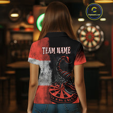 Load image into Gallery viewer, Custom Women&#39;s Darts Polo Jersey Scorpion Red &amp; Dartboard 3D Design For Darts Team NYN0766
