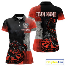 Load image into Gallery viewer, Custom Women&#39;s Darts Polo Jersey Scorpion Red &amp; Dartboard 3D Design For Darts Team NYN0766