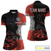 Load image into Gallery viewer, Custom Women's Darts 1/4-Zip Jersey Scorpion Red &amp; Dartboard 3D Design For Darts Team NYN0766