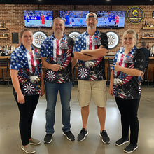 Load image into Gallery viewer, Smoking US Flag &amp; Eagle Dartboard Women Darts Polo Shirt Custom Patriotic Dart Team Jerseys NYN2511