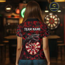 Load image into Gallery viewer, Custom Red Digital Camo Dartboard Horror Shark Darts Polo Shirt For Women Dart Gifts NYN1965