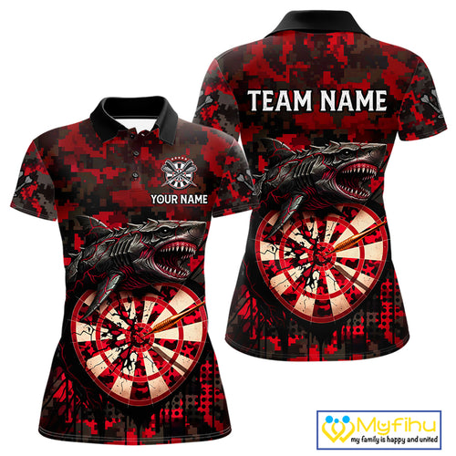 Custom Red Digital Camo Dartboard Horror Shark Darts Polo Shirt For Women Dart Gifts NYN1965