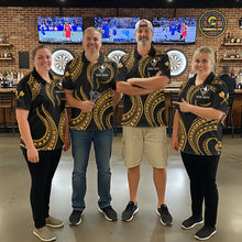 Load image into Gallery viewer, Black And Gold Tribal Human Play Dartboard Darts Quarter-zip Shirt Personalized Dart Jerseys For Women NYN2518