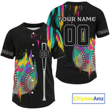 Load image into Gallery viewer, Custom Men's Baseball Jersey Colorful Grunge Baseball Shirt, Youth Baseball Jerseys NYN1119