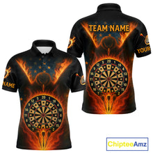 Load image into Gallery viewer, Men's US Flag Patriotic Darts Shirt Personalized Flame Eagle Dartboard Dart Team Jerseys NYN1129