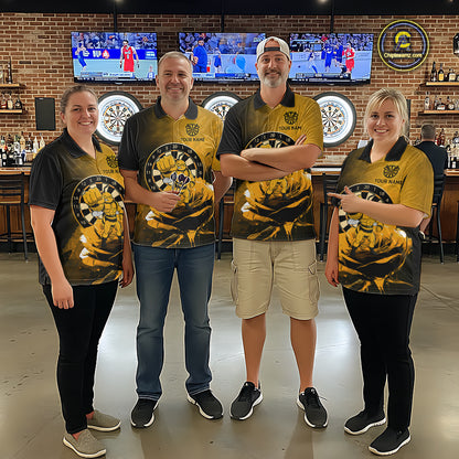 Custom Rose & Bee Grunge Dartboard Grunge Darts Polo Shirts For Quarter-Zip Funny Dart Jerseys NYN2221