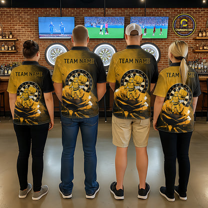 Custom Rose & Bee Grunge Dartboard Grunge Darts Polo Shirts For Quarter-Zip Funny Dart Jerseys NYN2221