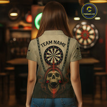 Load image into Gallery viewer, Custom Red Dripping Skull Halloween Dart Polo Shirt For Women Hallow&#39;s Eve Dart Team Jersey NYN1456