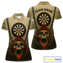 Load image into Gallery viewer, Custom Red Dripping Skull Halloween Dart Polo Shirt For Women Hallow&#39;s Eve Dart Team Jersey NYN1456