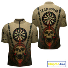 Load image into Gallery viewer, Custom Red Dripping Skull Halloween Dart 1/4-Zip Shirt For Men Hallow's Eve Dart Team Jersey NYN1456