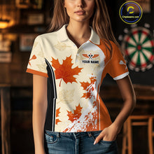 Load image into Gallery viewer, Custom Funny Turkey Autumn Leaves Dart Polo Shirt For Women Thanksgiving Dart Jersey NYN1458