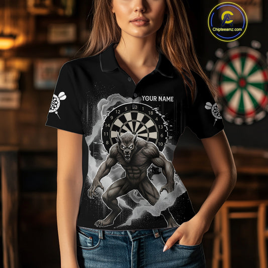 Grey Smokes Horror Wolf Grunge Dartboard Custom Darts Polo Shirt For Women Dart Gifts NYN1997