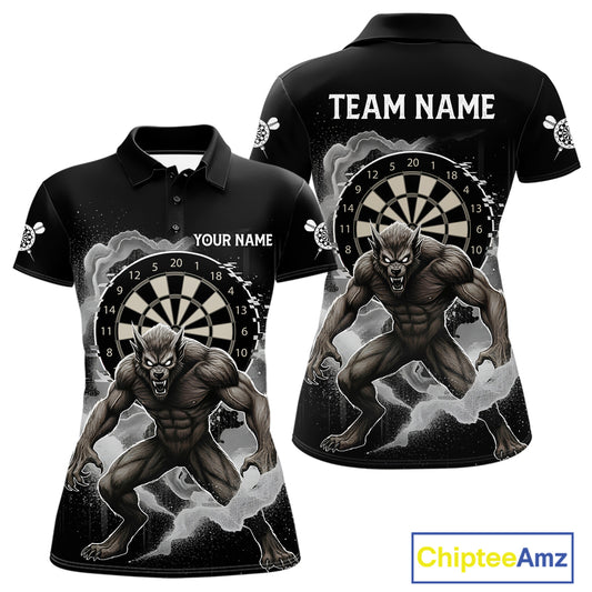 Grey Smokes Horror Wolf Grunge Dartboard Custom Darts Polo Shirt For Women Dart Gifts NYN1997