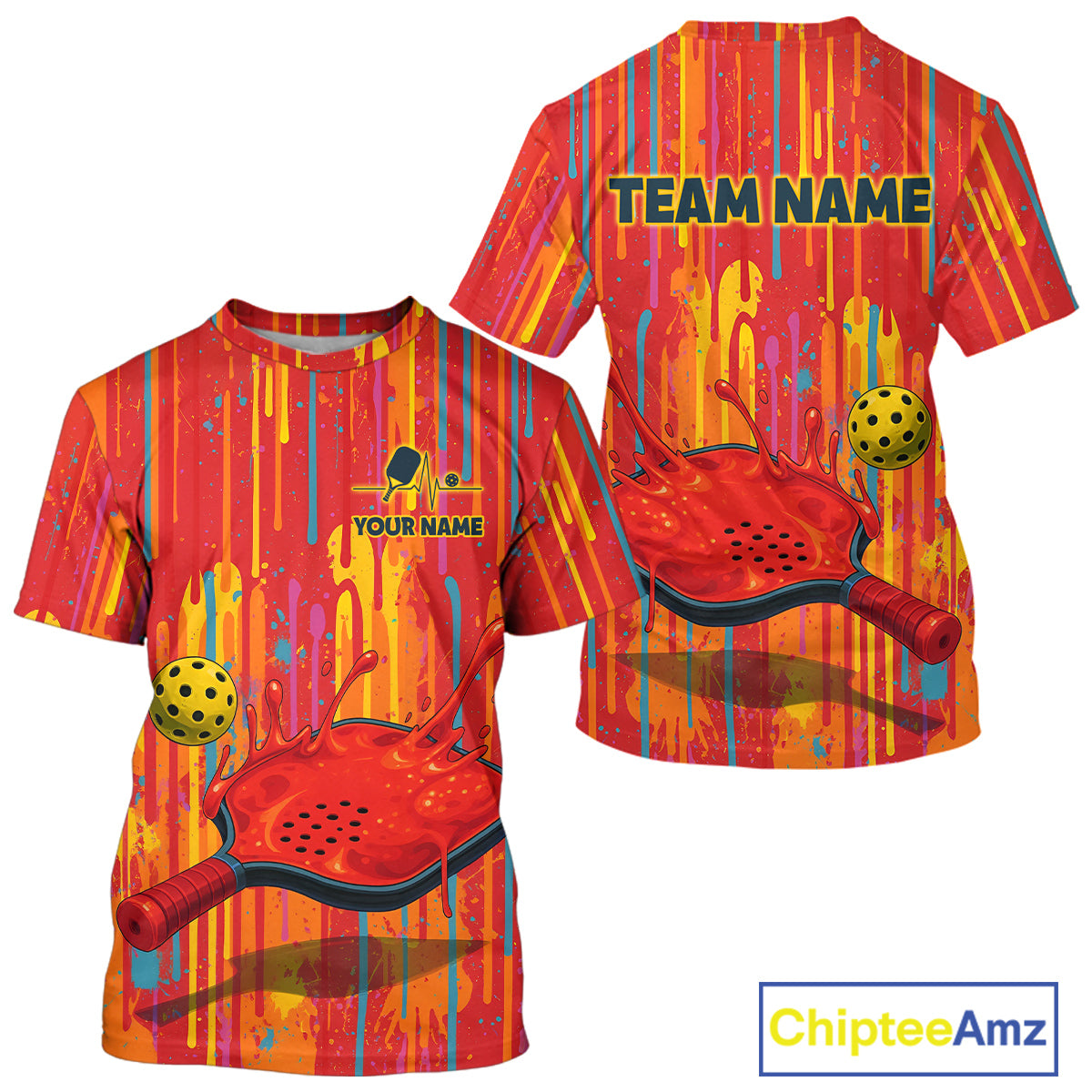 Custom Dripping Pickleball Paddle & Ball Jerseys Men Splashed Colorful Pickleball Shirt NYN2223