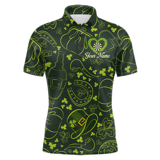 Heart Shamrock Dartboard St Patrick's Day Men Darts Polo Shirt Custom Darts Couple Jersey NYN2530
